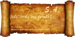 Sáfrány Arnó névjegykártya